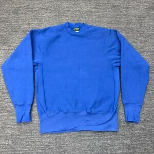 Camber Cross Knit Crew Neck Sweatshirt Men Medium Blue Heavyweight Made in USA